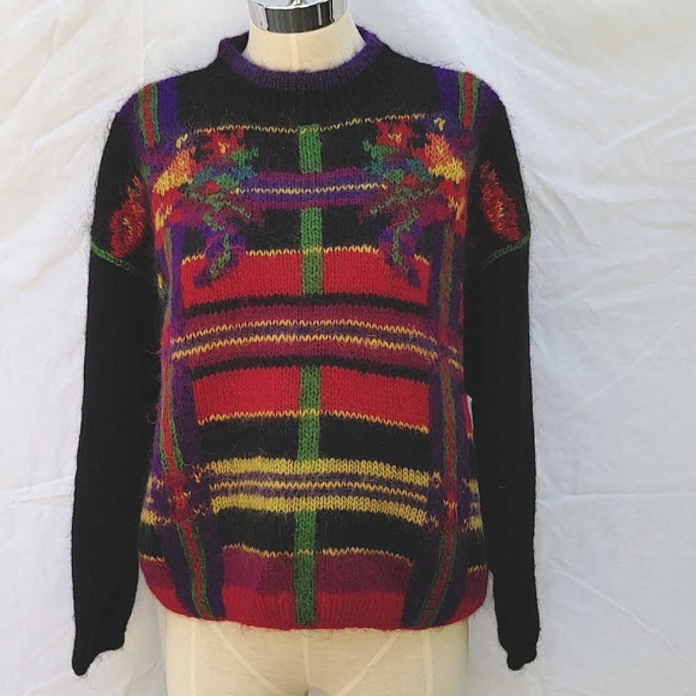 Vintage knitted by hand Lydia Jane Ltd sweater,M,Mohair blend,retro,boho